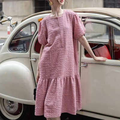 Đầm cotton hồng NGADO , đầm nữ , Đầm babydoll , Đầm xòe , Đầm thiết kế