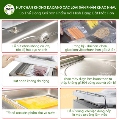 Máy hút chân không công nghiệp kiểu buồng VCC03, hàng chính hãng Thailand. Dùng cho hộ kinh doanh, doanh nghiệp hút chân không sản phẩm số lượng lớn.