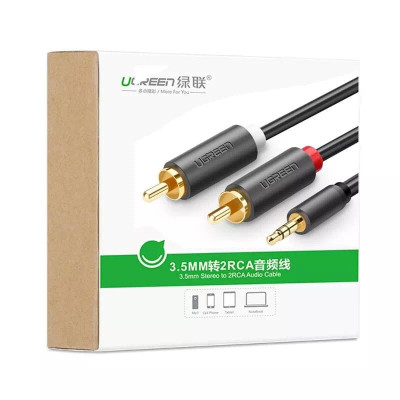 Ugreen UG10513AV116TK 5M màu Đen Cáp âm thanh 2 đầu Bông sen sang 3.5mm dương - HÀNG CHÍNH HÃNG
