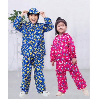 Áo mưa bộ  cho bé trai và  bé gái từ  3  -  10 tuổi , họa tiết hoạt hình dễ thương , vải dù  chống thấm , siêu bền  , có túi đựng xinh xắn , giao màu ngẫu nhiên