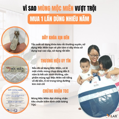 Màn Chụp , Mùng Chụp Cao Cấp Mộc Miên Đỉnh Động - Kích Thước 2,2mx2m - Hoạ tiết Hoa Lá Trắng Viền Hồng ( Hà Nội )