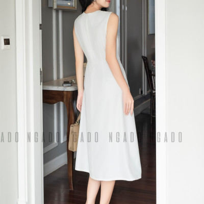 Đầm trắng túi xéo NGADO , đầm nữ , Đầm suông , Đầm dạo phố