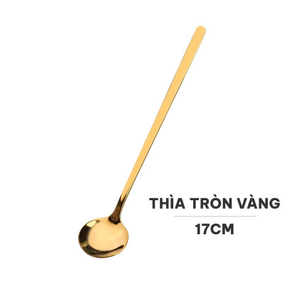 Thìa muỗng cà phê inox thép không gỉ 17cm hai màu vàng bạc sang trọng, tinh tế - JoyMall