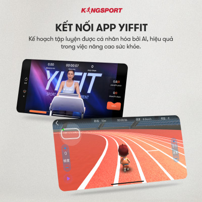 CHỈ GIAO MIỀN BẮC | Máy chạy bộ KINGSPORT ABC thảm chạy kim cương, tốc độ tối đa 8km/h, kèm khóa an toàn, cân nặng phù hợp từ dưới 60kg