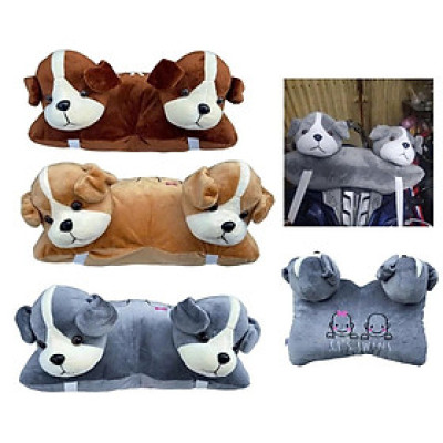 Gối đi xe máy 2 đầu hình chó (cún con) đáng yêu, chống va đập, an toàn cho bé khi chạy xe, hàng Việt Nam chất lượng cao