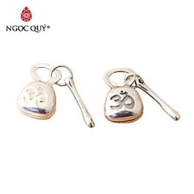 Combo 2 cái charm bạc mõ tụng kinh hoa sen treo - Ngọc Quý Gemstones