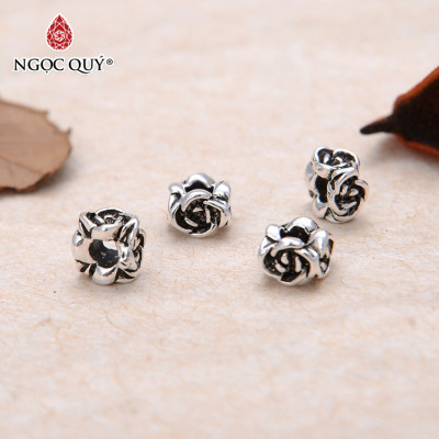 Combo 4 cái charm bạc chặn hạt hoa xỏ ngang - Ngọc Quý Gemstones