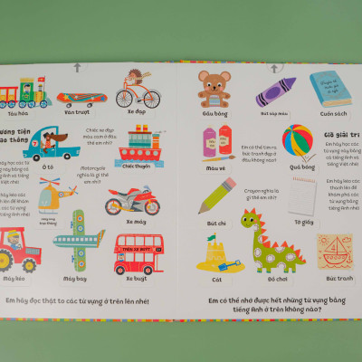 Sách tương tác - Kéo đẩy tìm kiếm - 100 từ vựng song ngữ Việt-Anh cho bé - Đinh Tị Books