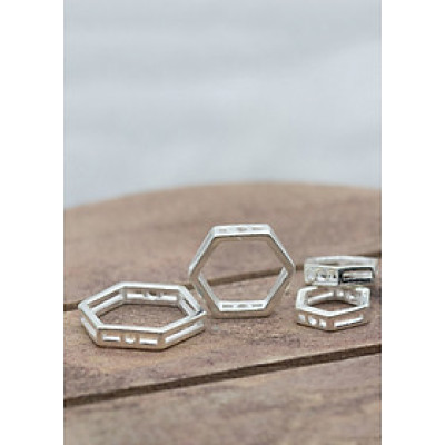 Combo charm bạc hình lục giác rỗng để lồng hạt vào giữa - Ngọc Quý Gemstones