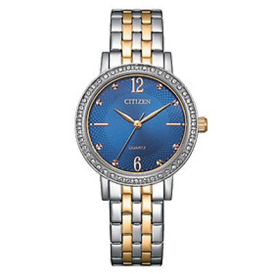 Đồng Hồ Nữ Citizen Pin-Quartz Đính Đá Swarovski Dây Thép Không Gỉ EL3106-59L - Mặt Xanh (31mm)