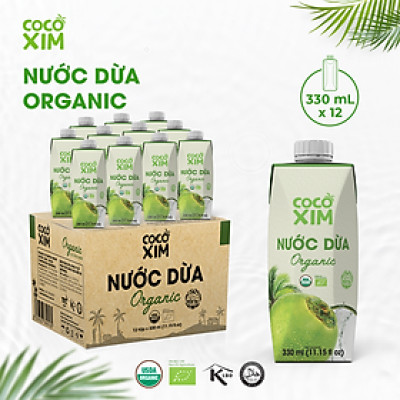 Thùng 12 Hộp Nước dừa đóng hộp Cocoxim Organic dung tích 330ml/Hộp