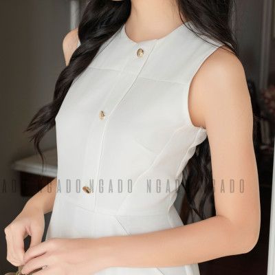 Đầm trắng túi xéo NGADO , đầm nữ , Đầm suông , Đầm dạo phố