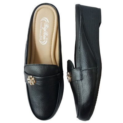 Dép Sục Nữ Da Bò Thật BIGGBEN Cao 5 Phân SBN61