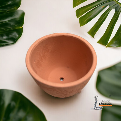 Chậu Gốm Đất Nung Vân Hoa Cúc  D13cm X H10cm