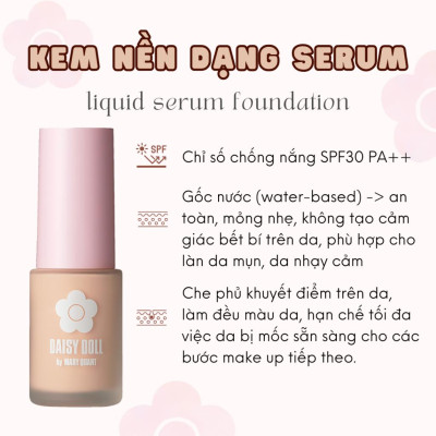 Kem Nền Kết Cấu Dạng Serum Màu 04 Lì Mịn Như Nhung Daisy Doll Nhật Bản BB Serum SPF 30 Mỏng Nhẹ 28ml