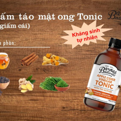 Giấm táo mật ong tonic có giấm cái kháng sinh tự nhiên Barnes Naturals 500ml