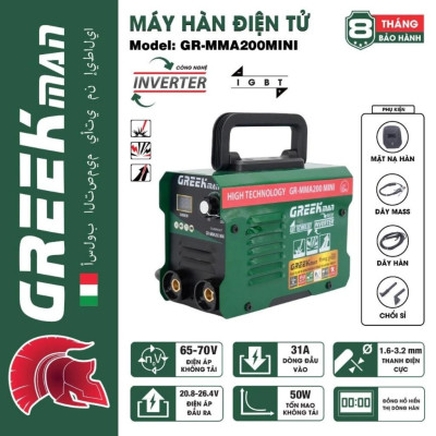 MÁY HÀN ĐIỆN TỬ GR-MMA200 MINI - GREEKMAN - HÀNG CHÍNH HÃNG