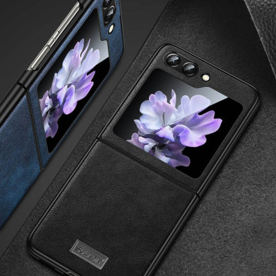 Ốp lưng da cho Samsung Galaxy Z Flip 6 hiệu SULADA viền mềm chống sốc cao cấp - Hàng chính hãng.