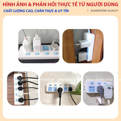 Ổ Cắm Điện Thông Minh 3 Lỗ Chống Giật Hamart 2 Cổng Sạc USB Đa Năng Đèn LED TẶNG Đầu Nối 2 Chân