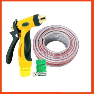 Bộ dây vòi xịt nước rửa xe,tưới cây tăng áp 3 lần 15M( nối nhựa xanh) 206317