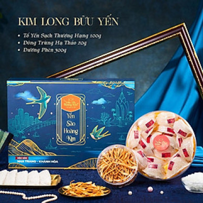 [CHÍNH HÃNG] Hộp Quà Yến Sào Hoàng Kim Kim Long Bửu Yến 100g Tổ Yến Thượng Hạng và Đông Trùng Hạ Thảo - Quà Biếu Sếp, Tặng Doanh Nghiệp Cao Cấp