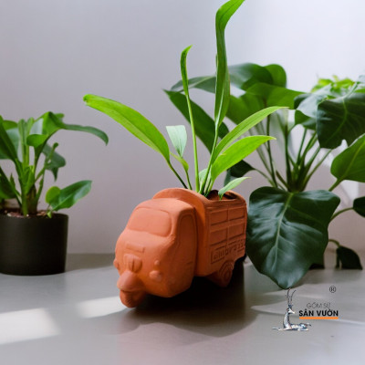Chậu Gốm Đất Nung Mini Hình CHiếc Xe Lam