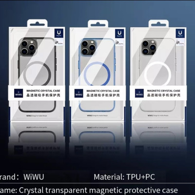 Ốp Wiwu Magentic Crystal Case Cho Iphone 13 Trong Viền Màu, Viền Dẻo Chống Ố Vàng , Chống Sốc Tốt - Hàng Chính Hãng