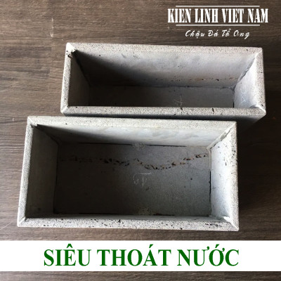 Chậu trồng cây, chậu cây hình chữ nhật Dài 40cmxR20xC20cm chất liệu đá tự nhiên màu xám đẹp bền 5-10 năm, chậu trồng cây treo tường, Chậu trồng cây đá ong xám, chậu hoa treo tường