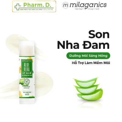 Milaganics [CHÍNH HÃNG] Combo 2 Cây Son Dưỡng Ẩm Nha Đam & Dừa 4.5g - Son Dưỡng Môi An Toàn Không Chì Dưỡng Ẩm Tối Ưu Cho Môi Nhạy Cảm
