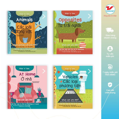 Sách Tương Tác Song Ngữ Việt Anh - Slide And See Animals - Các Loài Động Vật - Tân Việt Books