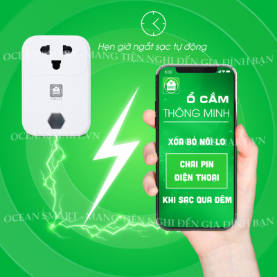 Ổ Cắm Thông Minh HUNONIC, Ổ Cắm Wifi Điều Khiển Từ Xa Qua Điện Thoại - SK01