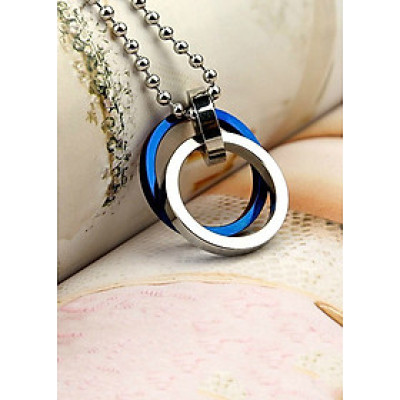Mặt dây chuyền 3 vòng MDC346 (Màu bạc, xanh)