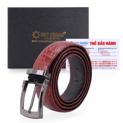 Thắt Lưng Nam Da Cá Sấu Đầu Kim Huy Hoàng HT4233 - Nâu Đỏ
