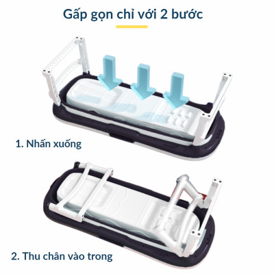 Bồn tắm gấp gọn thông minh Legaxi dành cho người lớn trẻ em, Có thể làm bể bơi Size 148 Cm