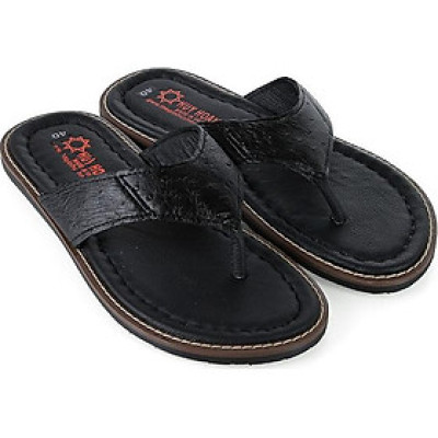 Dép nam Huy Hoàng da đà điểu màu đen HT7413