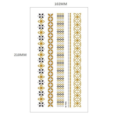 Hình xăm dán ánh kim, hình xăm nhũ henna tatoo vàng bạc vòng tay cổ tay Legaxi