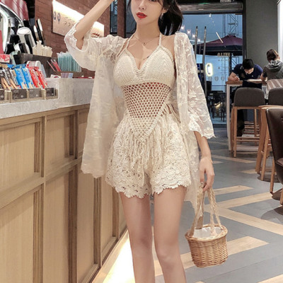 Set bikini len 2 - 3 chi tiết. Áo len móc kín bụng, che khuyết điểm. Đồ bơi len ren đi biển mẫu mới, hàng cao cấp, chất đẹp | KT100