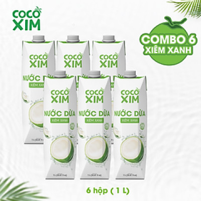 COMBO 6 Hộp Nước dừa đóng hộp Cocoxim Xanh dung tích 1000ml/Hộp