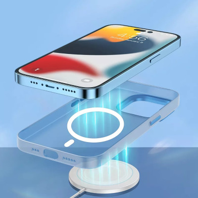 Ốp lưng chống sốc cho iPhone 14 (6.1 inch) hỗ trợ sạc Maqsafe hiệu WIWU PC Ultra-thin Frosted Magnetic Case (mặt lưng nhám mờ, gờ bảo vệ Camera 0.5mm) - hàng nhập khẩu