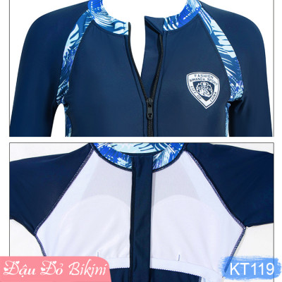 Đồ Bơi Đôi Big Size Dài Tay & Quần Dài Chống Nắng 3-4 chi tiết, bộ bơi size đại có áo khóa kéo dễ mặc, cỡ lớn đến 125kg, thun lạnh Lycra dày mịn mát | BN119 & KT119