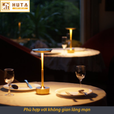 Đèn Led Quầy Bar Bàn Ăn Nhà Hàng HUTA AL4 Cảm Ứng Pin Sạc Tích Điện USB Điều Chỉnh Ánh Sáng Vàng Trang Trí Quán Cà Phê Lounge Sự Kiện