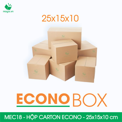 MEC18 - 25x15x10 cm - Combo 100 thùng hộp carton trơn siêu tiết kiệm ECONO