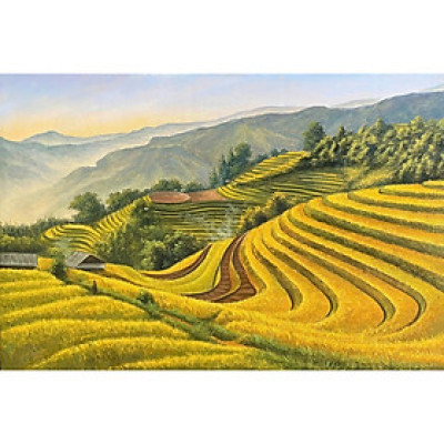 (HCM)Tránh dán tường 3d cảnh Tây Bắc 3 trang trí nhà hàng, khách sạn tích hợp sẵn keo