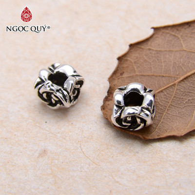 Combo 4 cái charm bạc chặn hạt hoa xỏ ngang - Ngọc Quý Gemstones