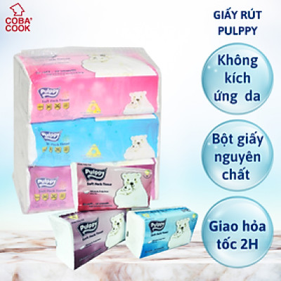 Khăn Giấy Rút Pulppy Polar Bear Bịch Khăn Giấy 180 Tờ 2 Lớp