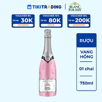 Rượu Vang Hồng Blanc Foussy Sparkling Rose Pinot Noir 750ml 0.4% - 0.6% - Không Hộp