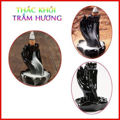 Thác Khói Trầm Hương 8*10 Cm Hình Bàn Tay Phật