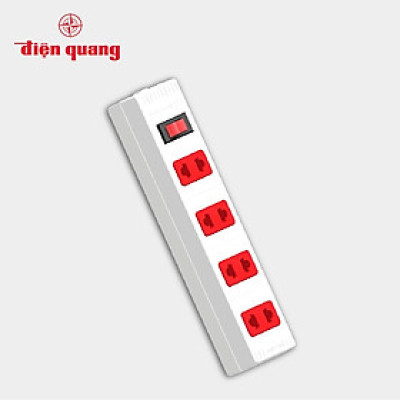 Ổ cắm Điện Quang ECO ĐQ ESK 2WR 42 ECO (4 lỗ 2 chấu, dây dài 2m, màu trắng đỏ)
