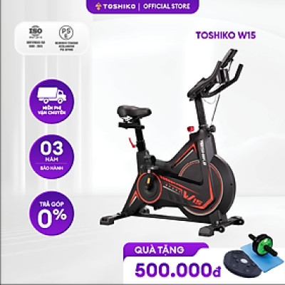 Xe đạp tập thể dục tại nhà Toshiko W15, khung xe thép chống rỉ [Lắp đặt tại nhà], phanh từ êm ái không gây ồn, điều chỉnh yên xe linh hoạt theo dáng ngồi, cảm biến nhịp tim theo nhịp đạp