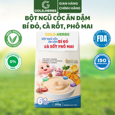 Bột ngũ cốc ăn dặm bí đỏ cà rốt phô mai GoldzHerbs cho bé từ 6 tháng tuổi – 250g/ 500g